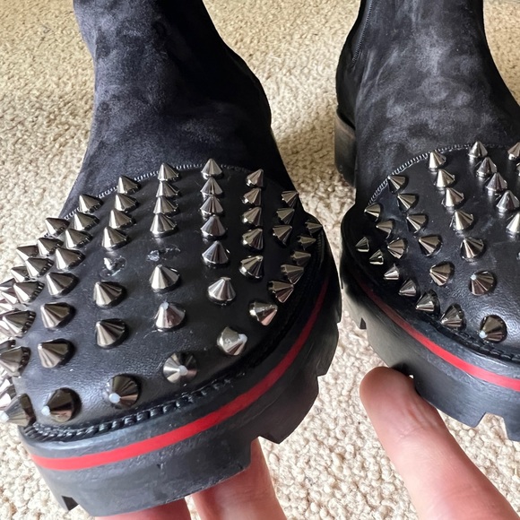 Christian Louboutin black suede spiked boots. 12 *READ* - Picture 7 of 15